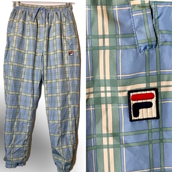 FILA athletic jogger exercise lounge pants plaid full lined elastic‎ waist ankle - Picture 1 of 15